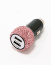 2.4A Dual Port Car Mobile Phone Charger With One For Two Diamond-Inlaid Dual Usb Car Charger Travel Car Charging Head
